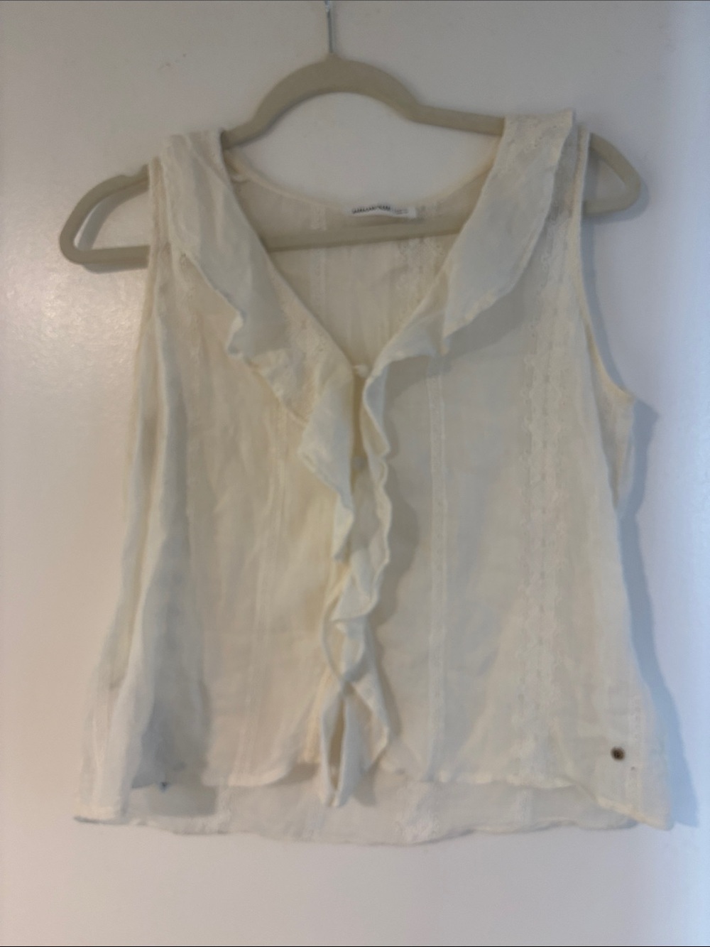 Women's Ruffle-Front Sleeveless Camisole - Cream